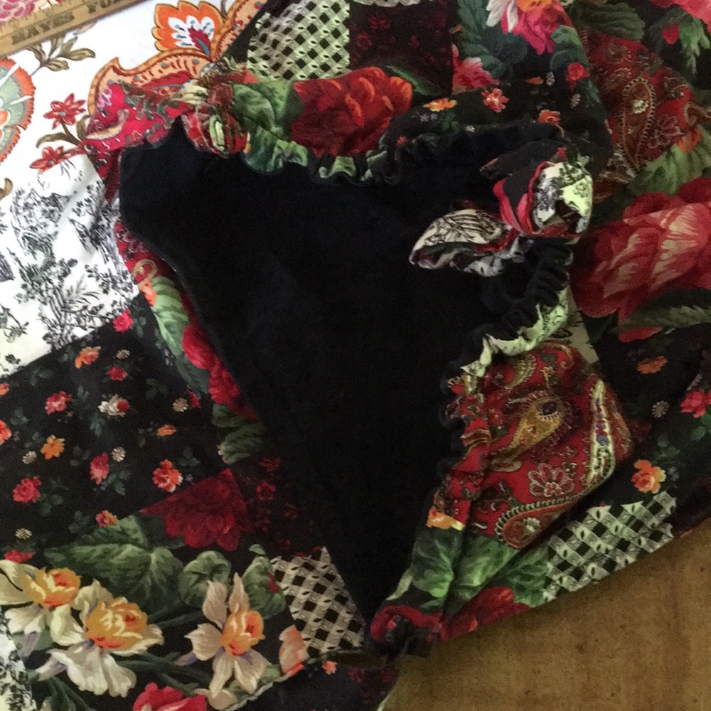 Patchwork Style Drawstring Bag Purse Tote - image 4